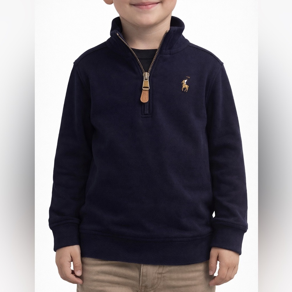 Ralph Lauren Baby Boys Navy Quarter Zip Pullover Sweatshirt 12M - Picture 5 of 5